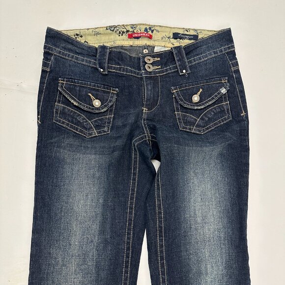 UNIONBAY Lexington Lo Low Bootcut Women's size 3 Dark Wash Blue Denim jeans - Picture 2 of 5